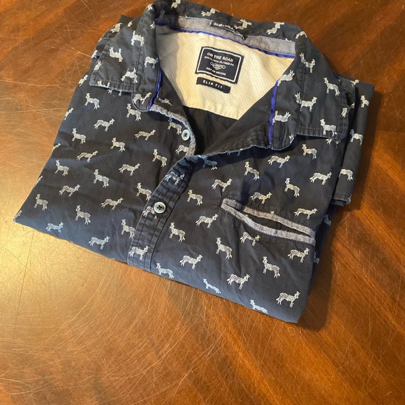 On The Road Blue Casual Button Down Shirt - Picture 2 of 6